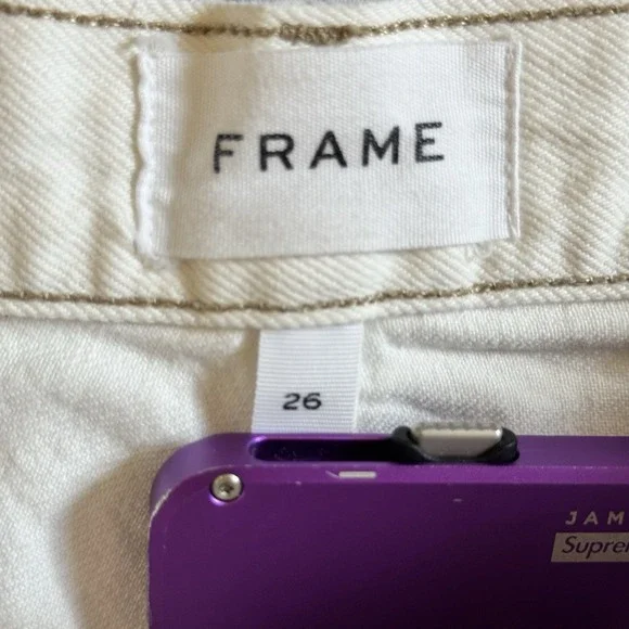 Frame Le Original Women's White Denim Jeans Size 26 Distressed - Picture 3 of 5